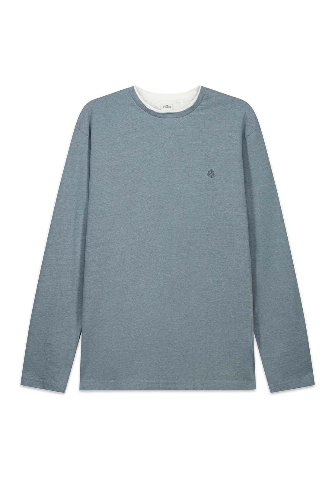 Long Sleeve T-Shirt With Micro Stripe - Blue