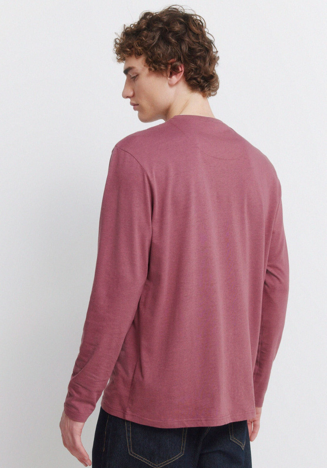 Long Sleeve Melange Effect T-Shirt - Red