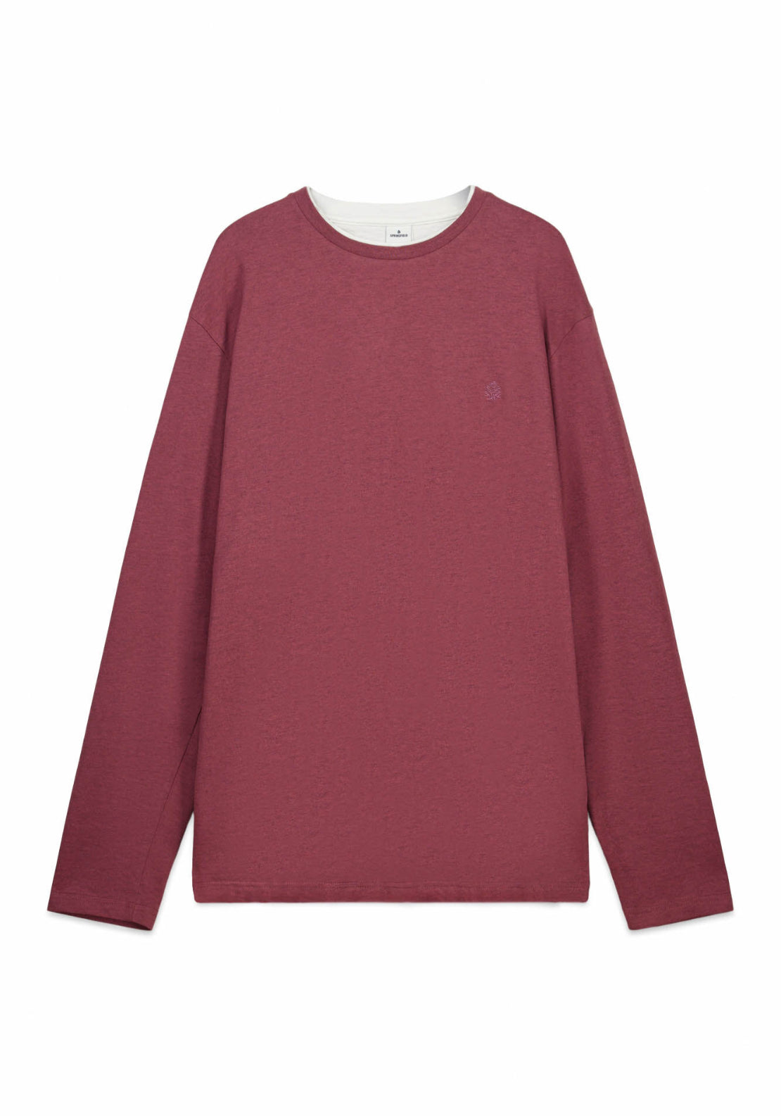 Long Sleeve Melange Effect T-Shirt - Red