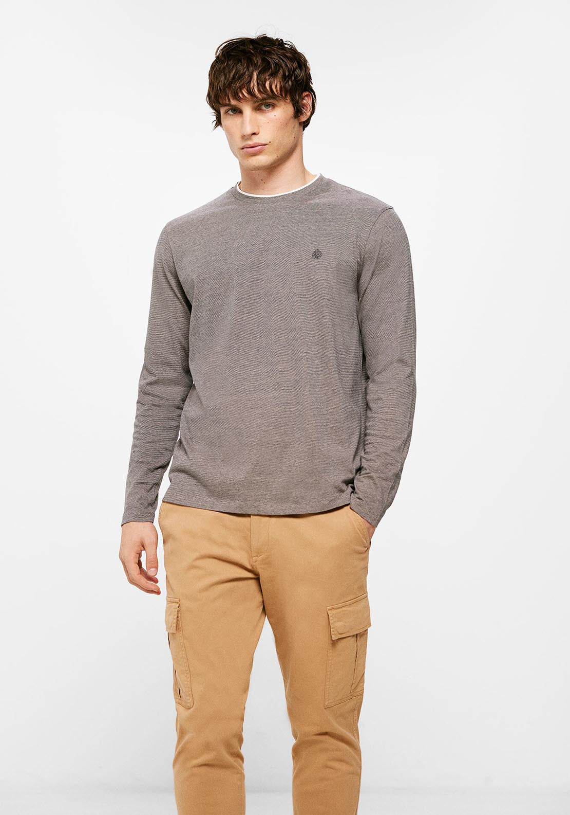Springfield Double micro-striped long-sleeved T-shirt - Pink 1 Shaws Department Stores