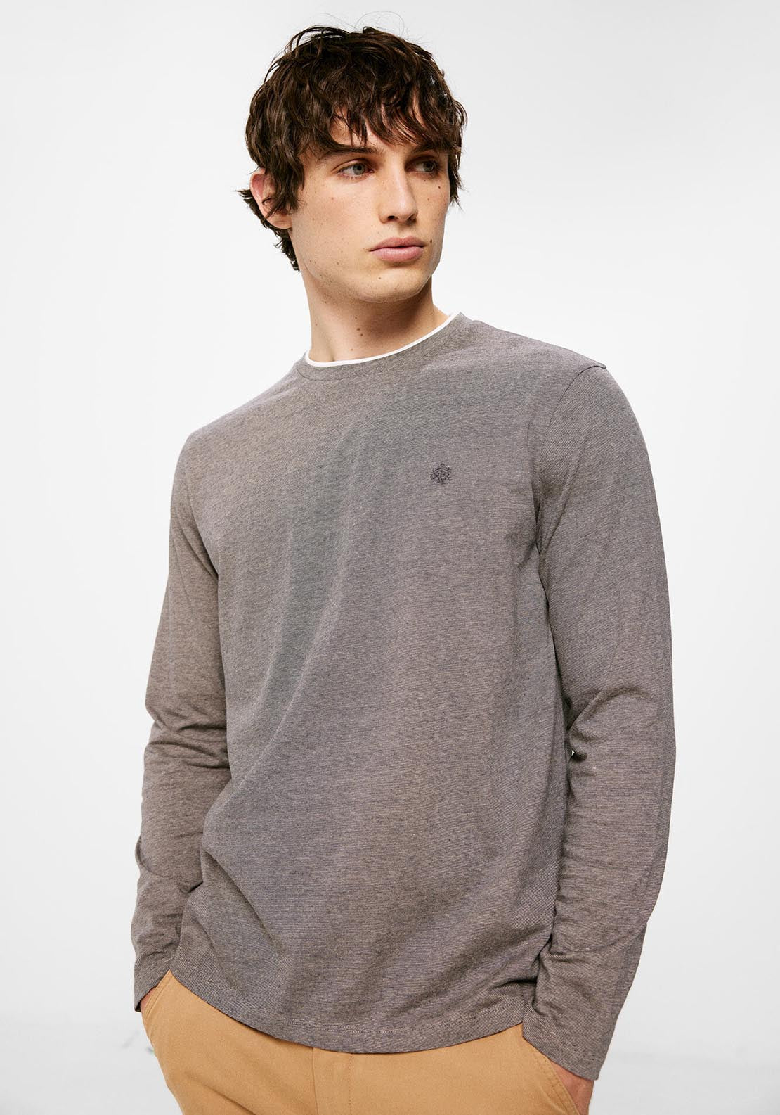 Springfield Double micro-striped long-sleeved T-shirt - Pink 2 Shaws Department Stores