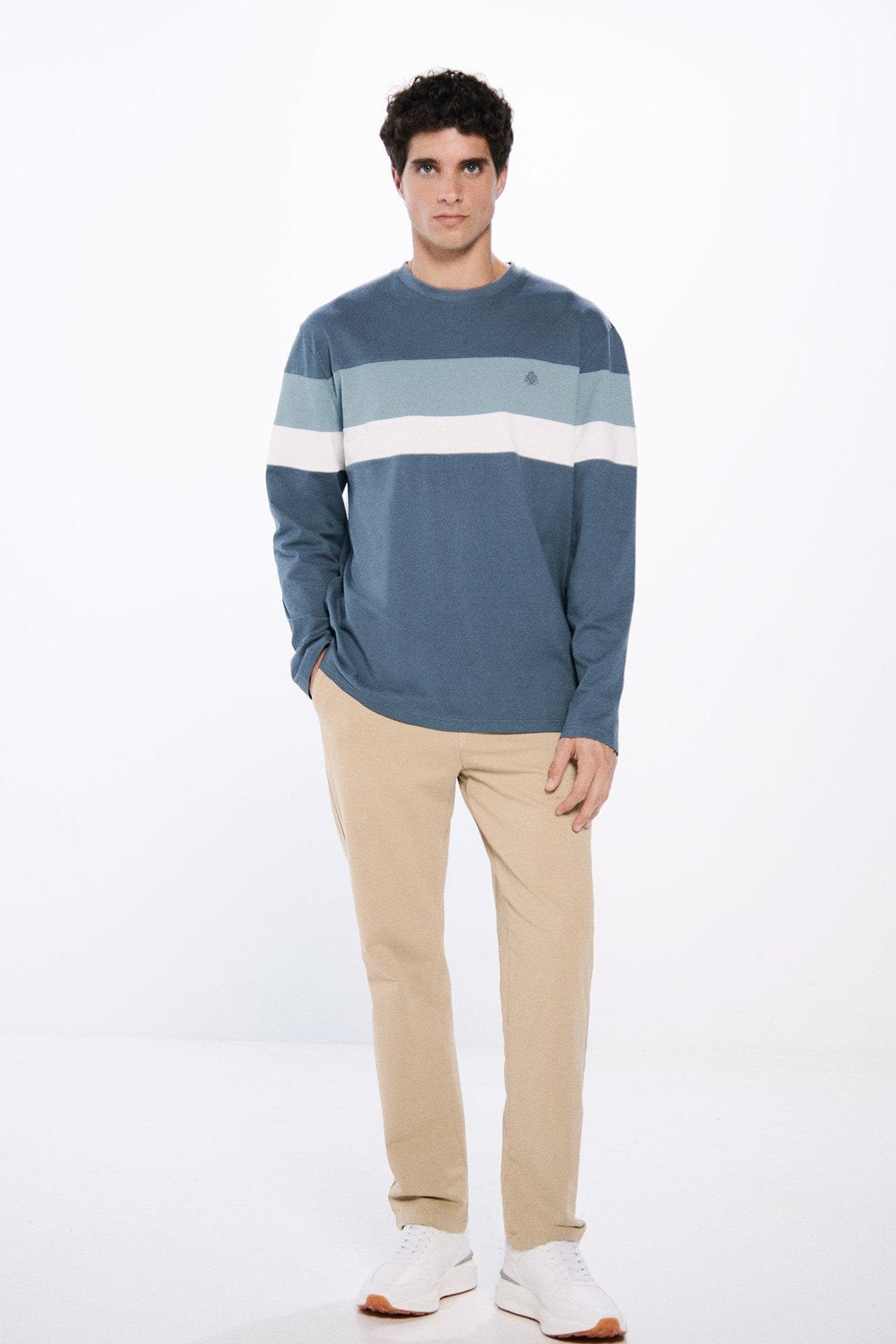 Springfield Cut long sleeve t-shirt - Blue 5 Shaws Department Stores