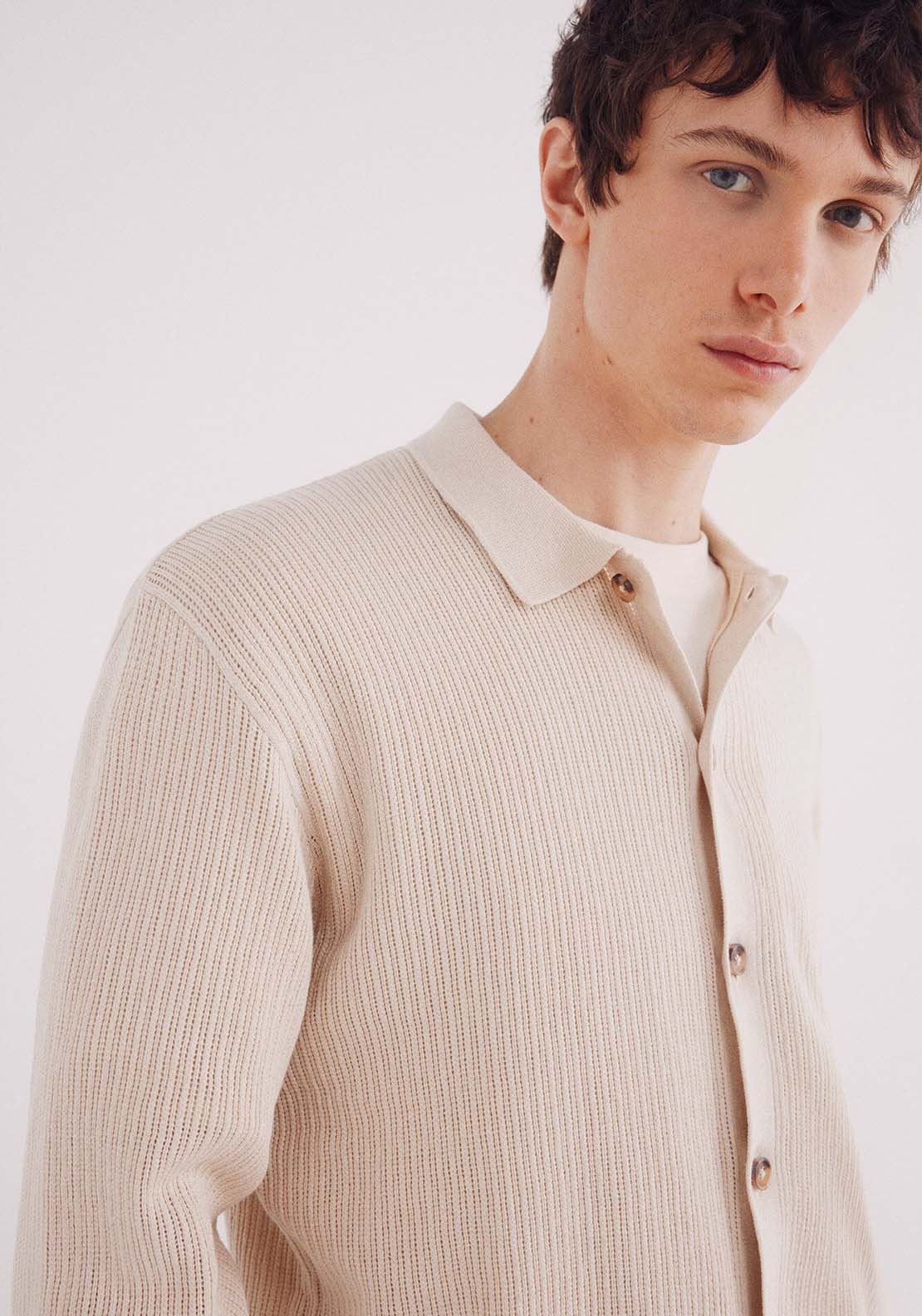 Structured Cardigan In Colour - Beige