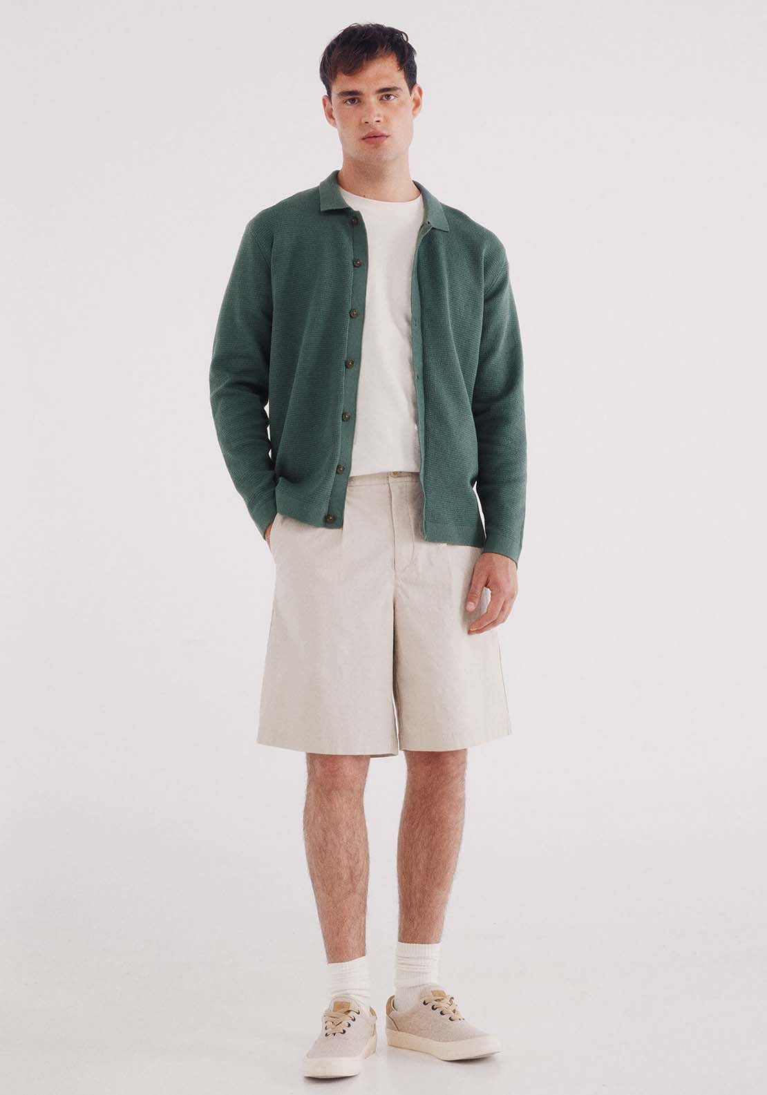 Structured Cardigan In Colour - Green