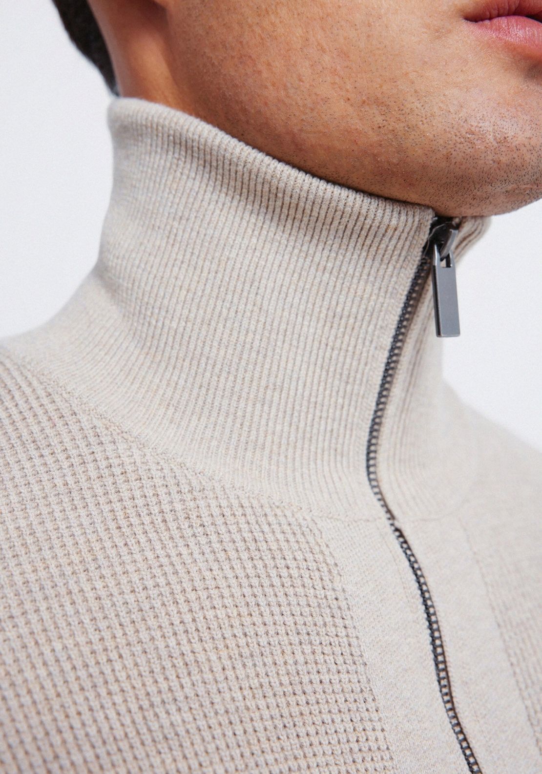 Zip Fastening Cardigan - Beige