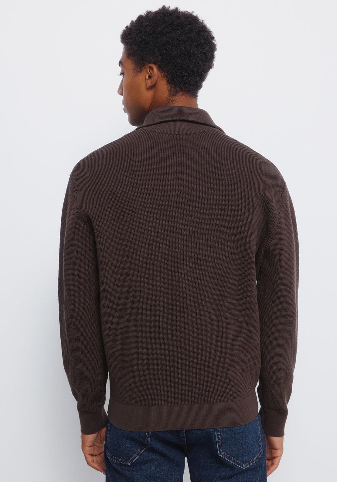Zip Fastening Cardigan - Brown