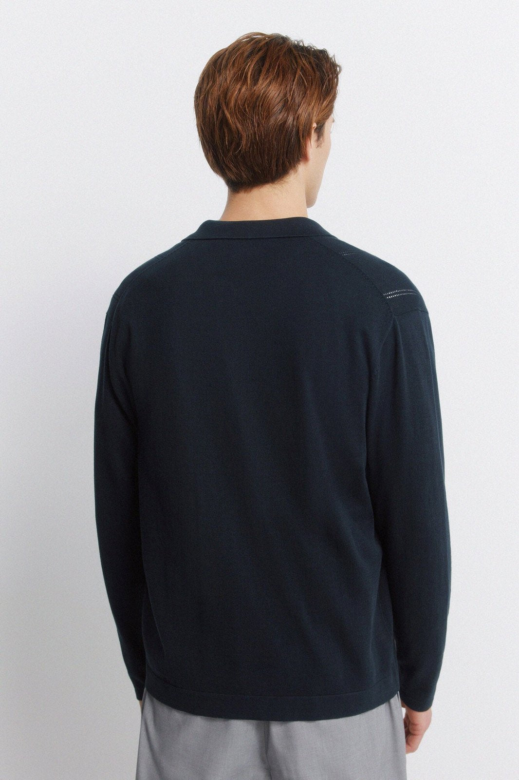 Polo Neck Button Cardigan - Navy