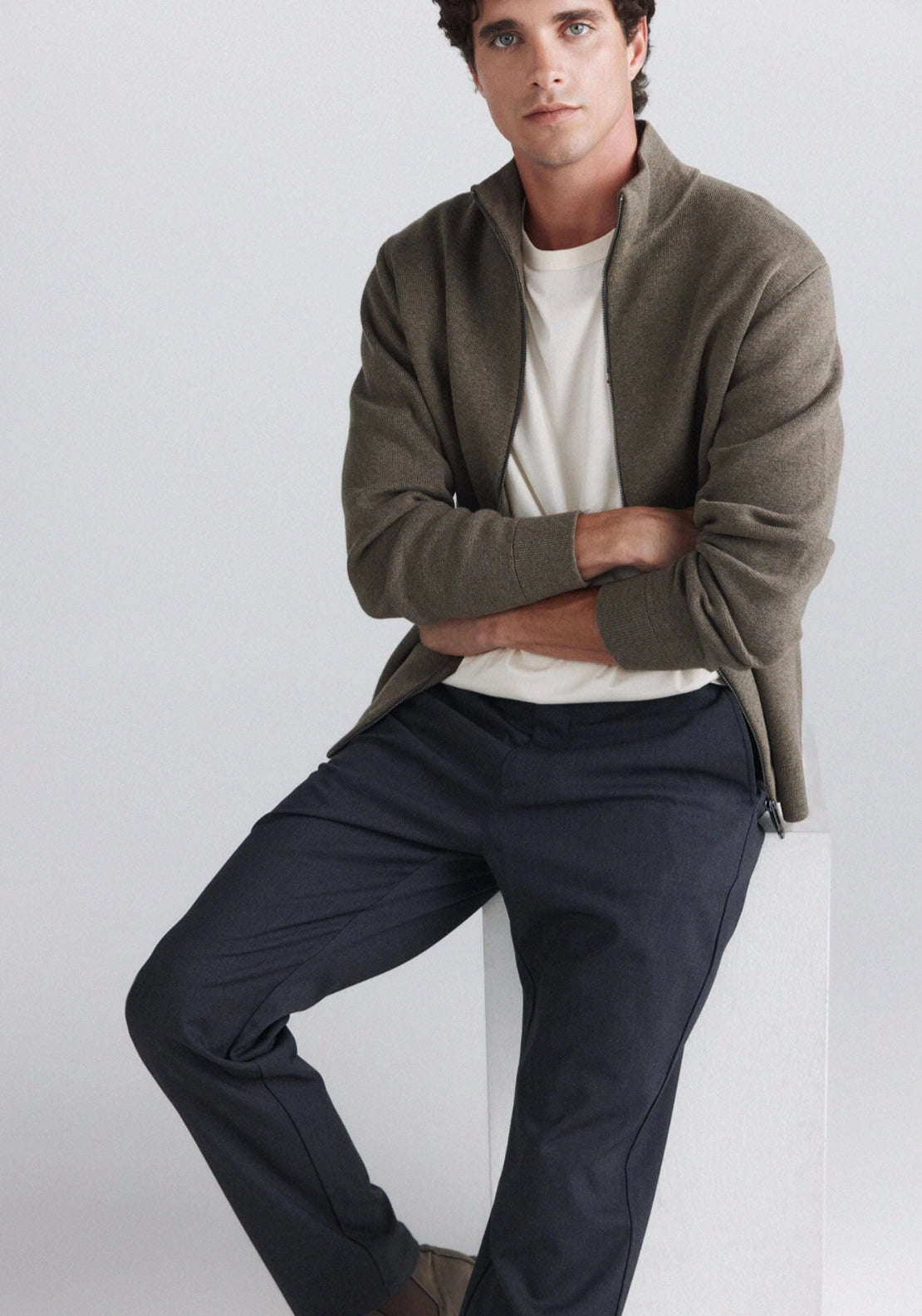 Zip Cardigan - Brown