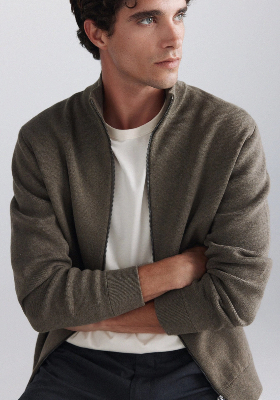 Zip Cardigan - Brown