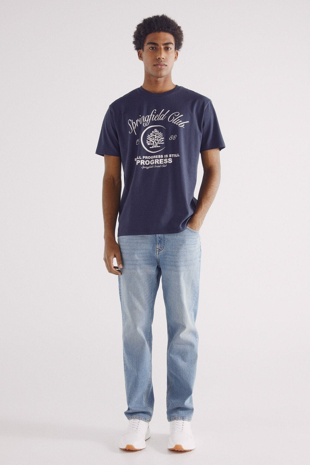 Springfield Progress tree t-shirt - Blue 7 Shaws Department Stores