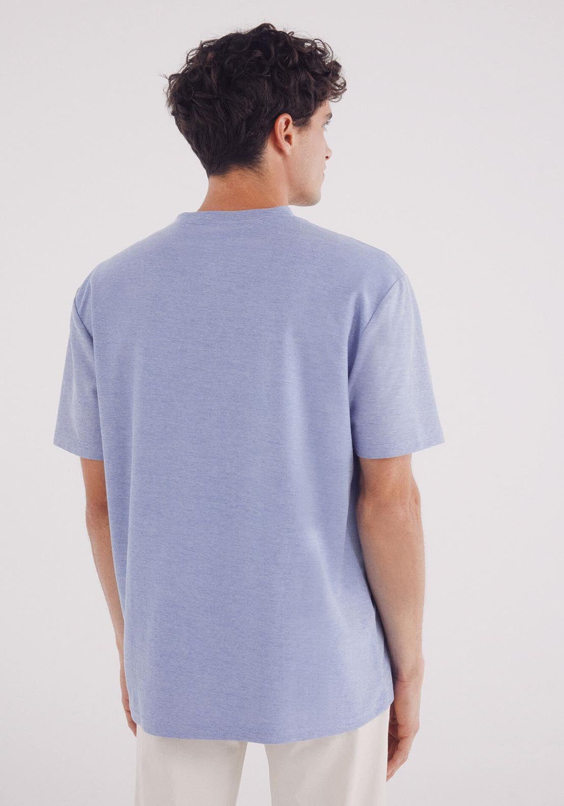 Springfield Oxford Piqué T-Shirt - Blue 4 Shaws Department Stores