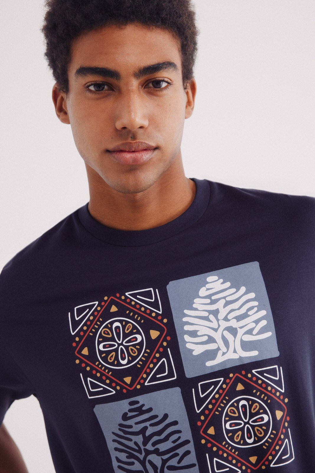 Springfield Ethnic Tree T-Shirt - Blue 3 Shaws Department Stores