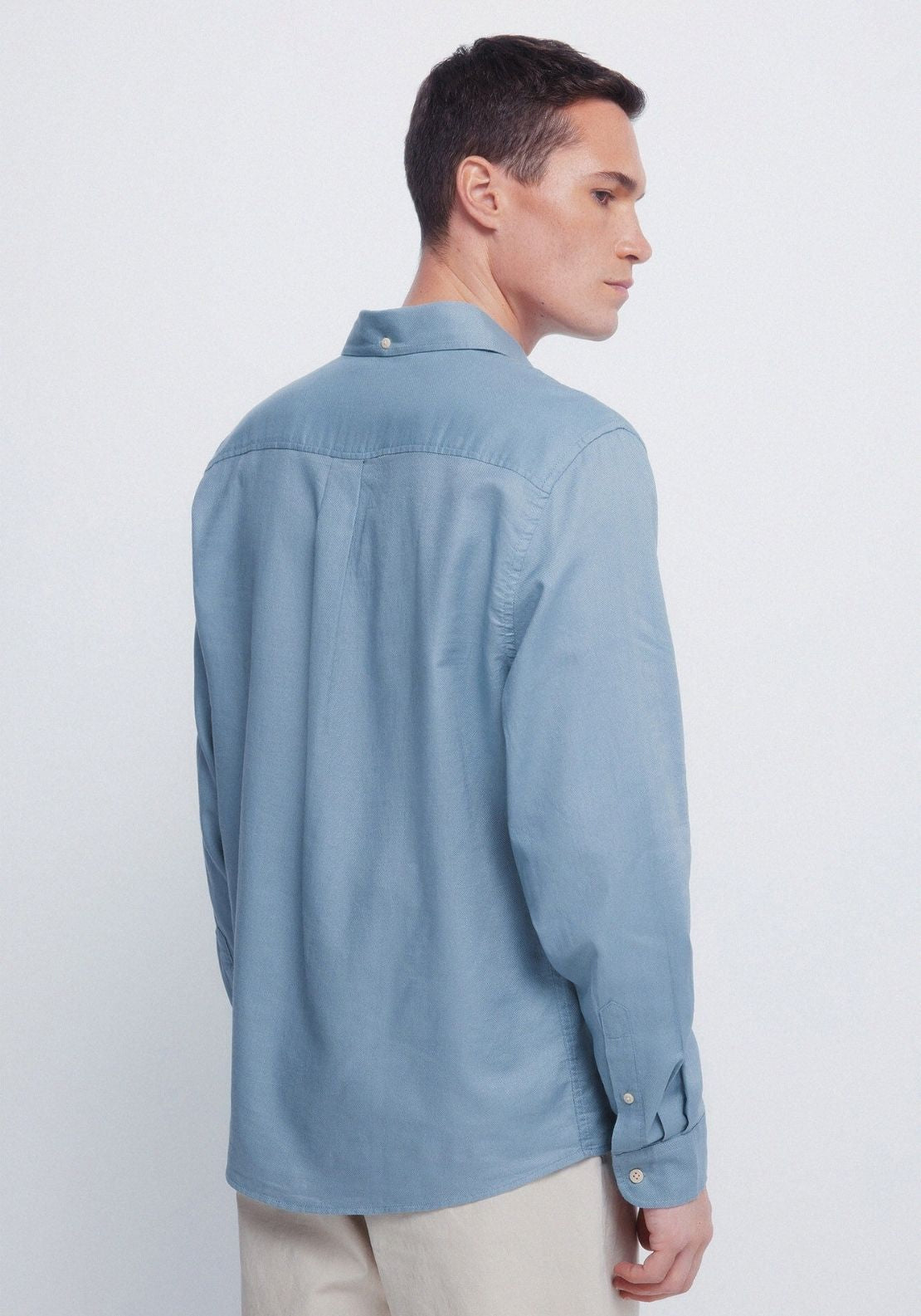 Plain Structured Shirt - Blue