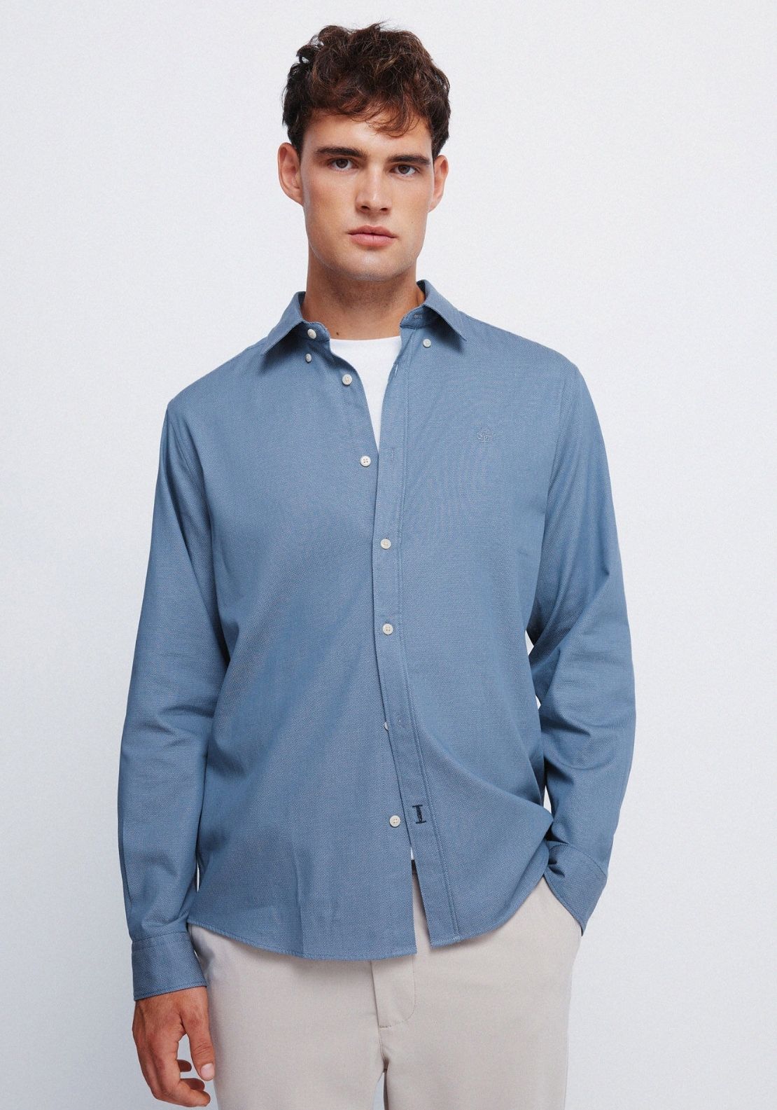 Two Tone Structured Shirt - Blue