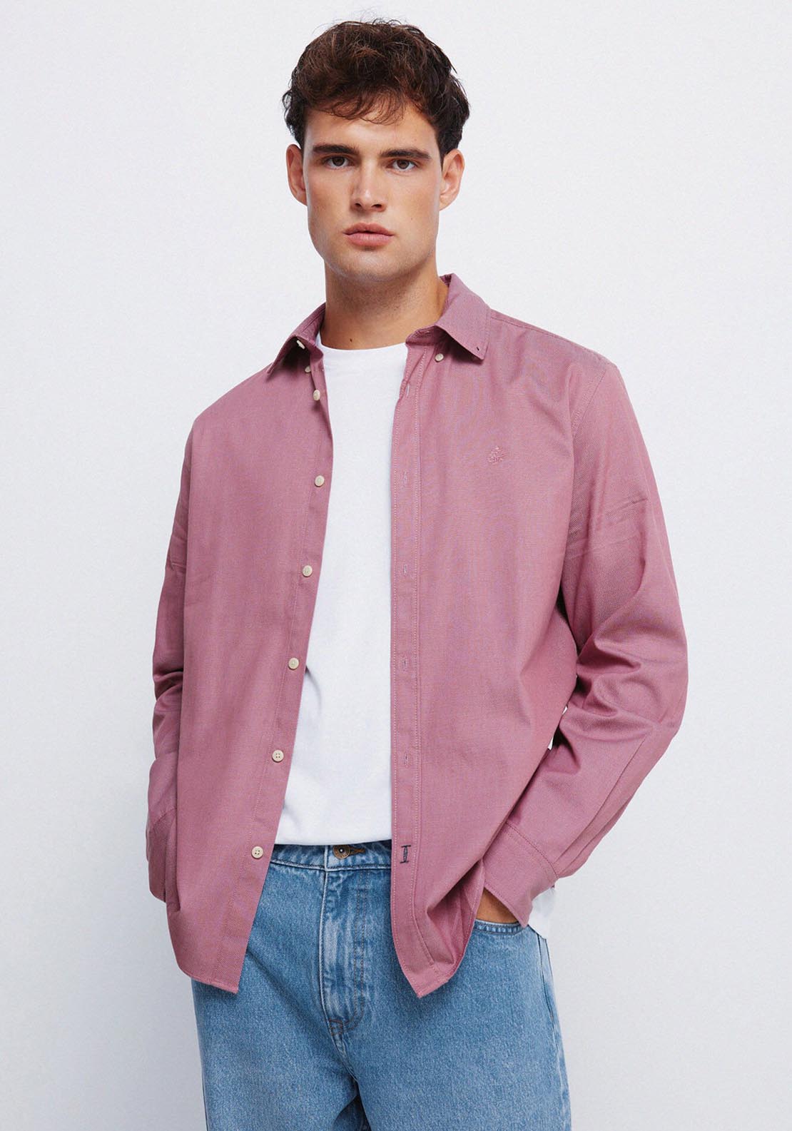Springfield Two Tone Structured Shirt - Red 1 Shaws Department Stores