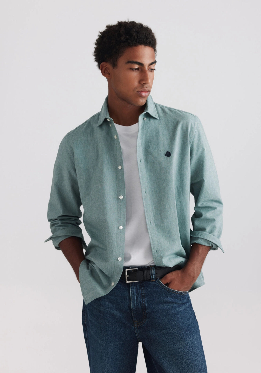 Long Sleeve Oxford Tailored Shirt - Green