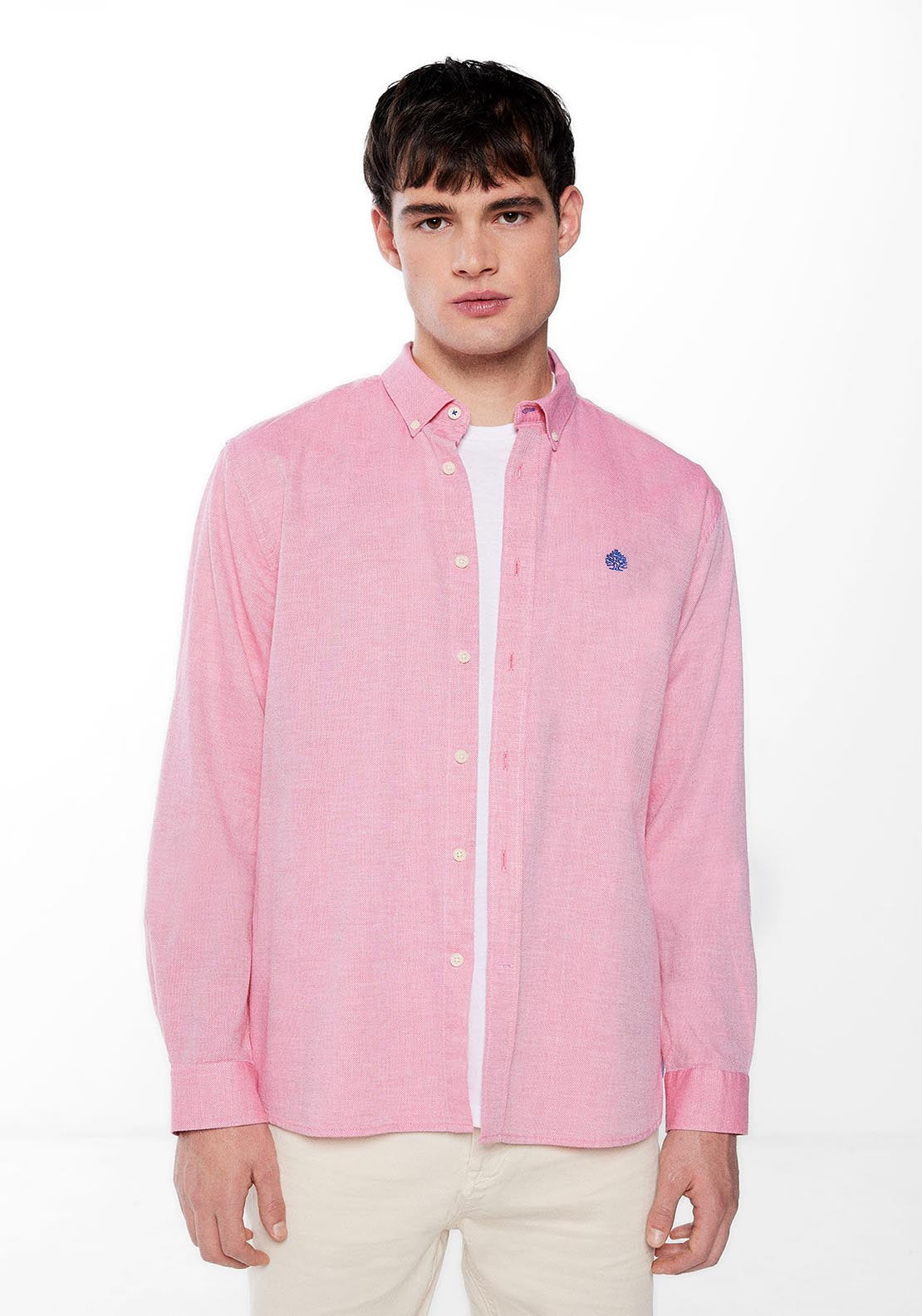 Springfield Textured coloured shirt - Red / Coral 1 Shaws Department Stores