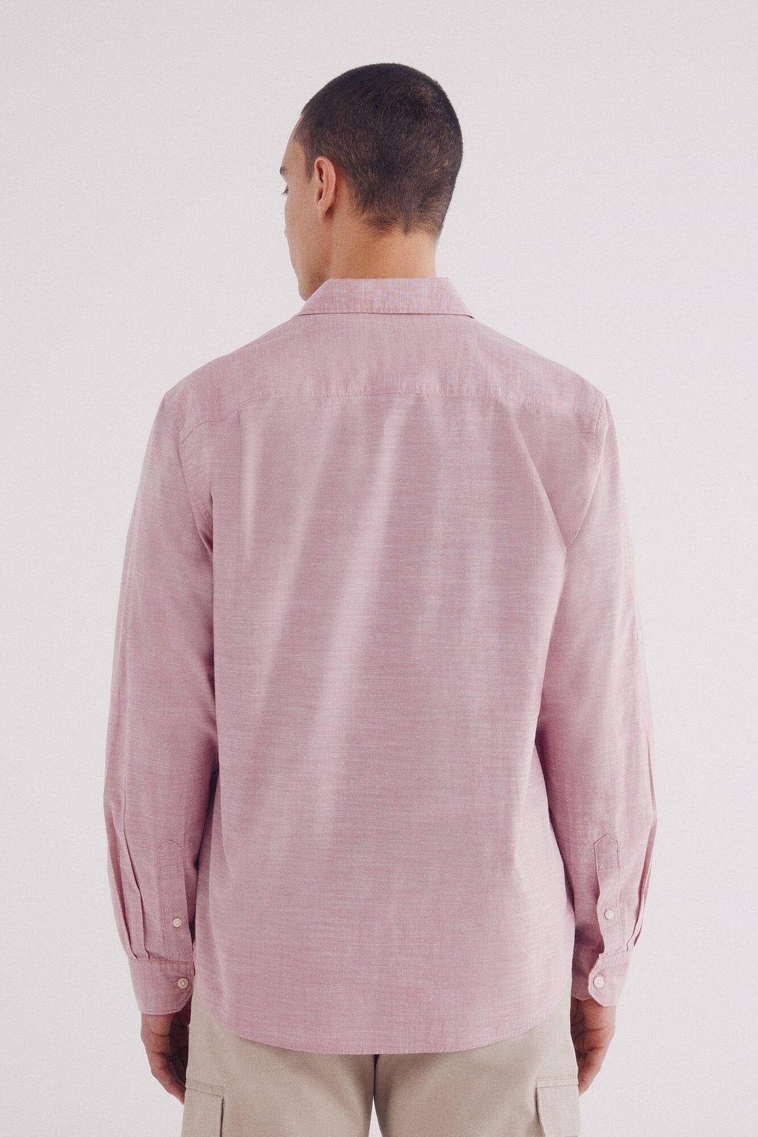 Springfield Plain slub cotton shirt - Orange 6 Shaws Department Stores