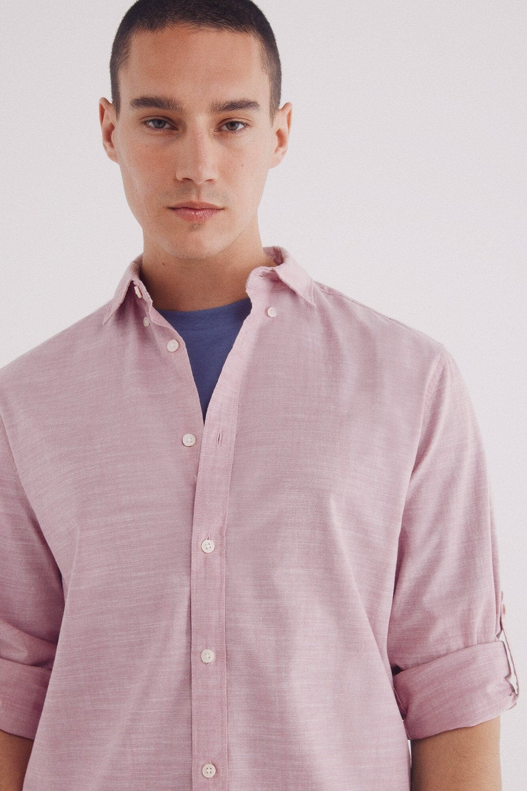 Springfield Plain slub cotton shirt - Orange 3 Shaws Department Stores