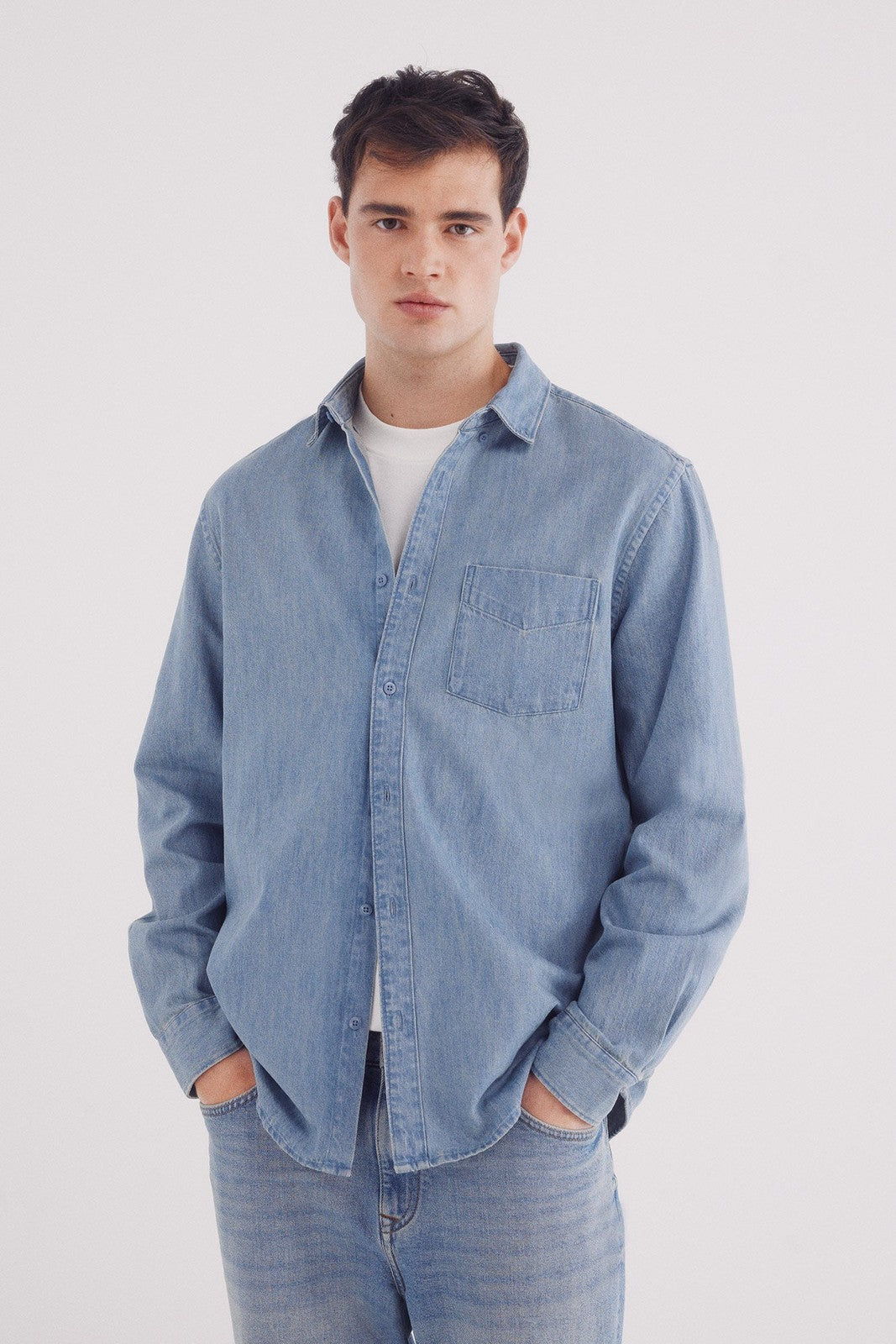Springfield Denim shirt - Pink 5 Shaws Department Stores