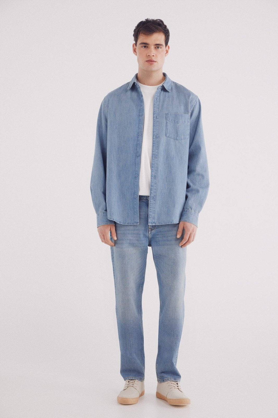 Springfield Denim shirt - Pink 7 Shaws Department Stores