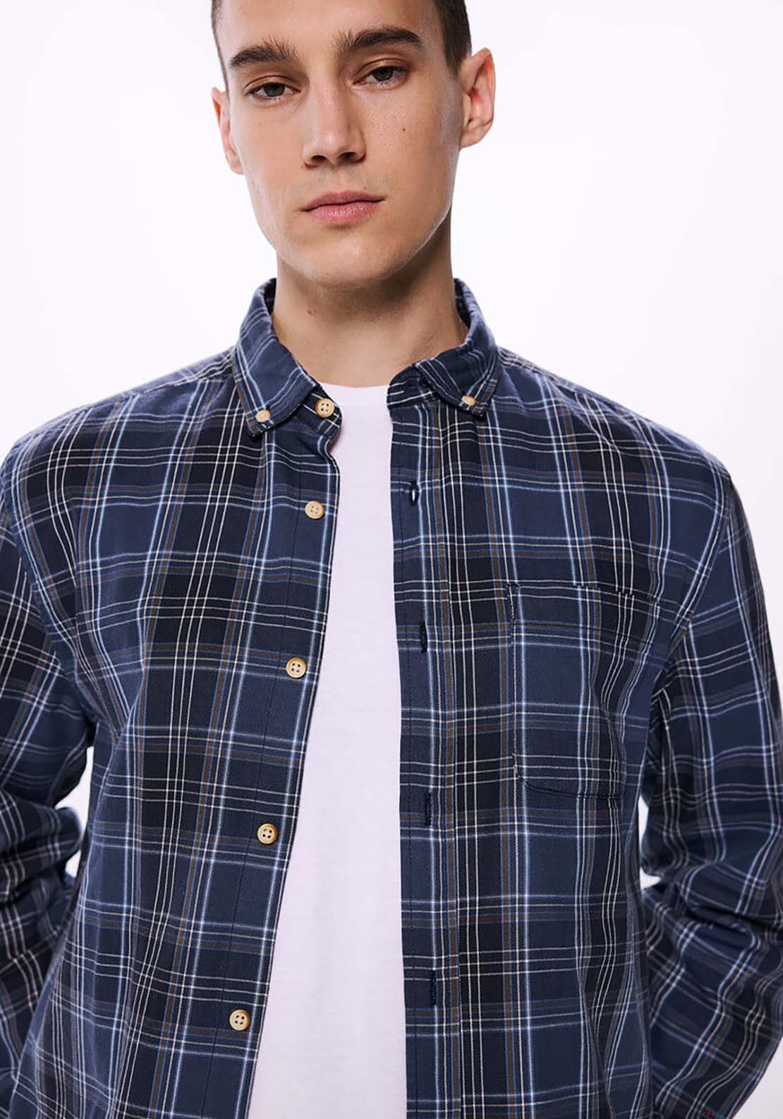 Springfield Checked Flannel Shirt - Blue 3 Shaws Department Stores