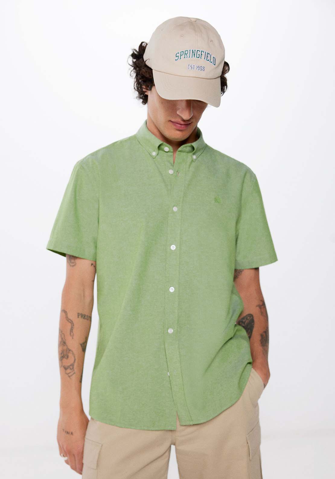 Springfield Short-sleeved shirt - Green 3 Shaws Department Stores