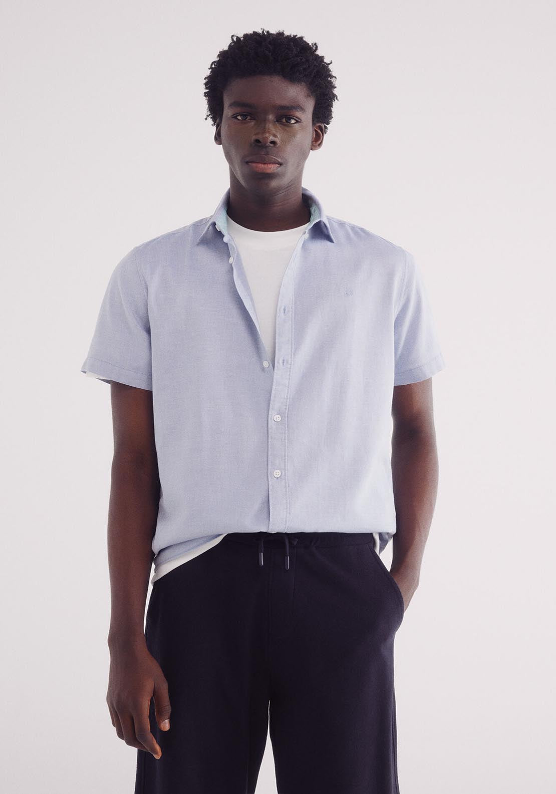 Springfield Short Sleeve Shirt - Blue 1 Shaws Department Stores