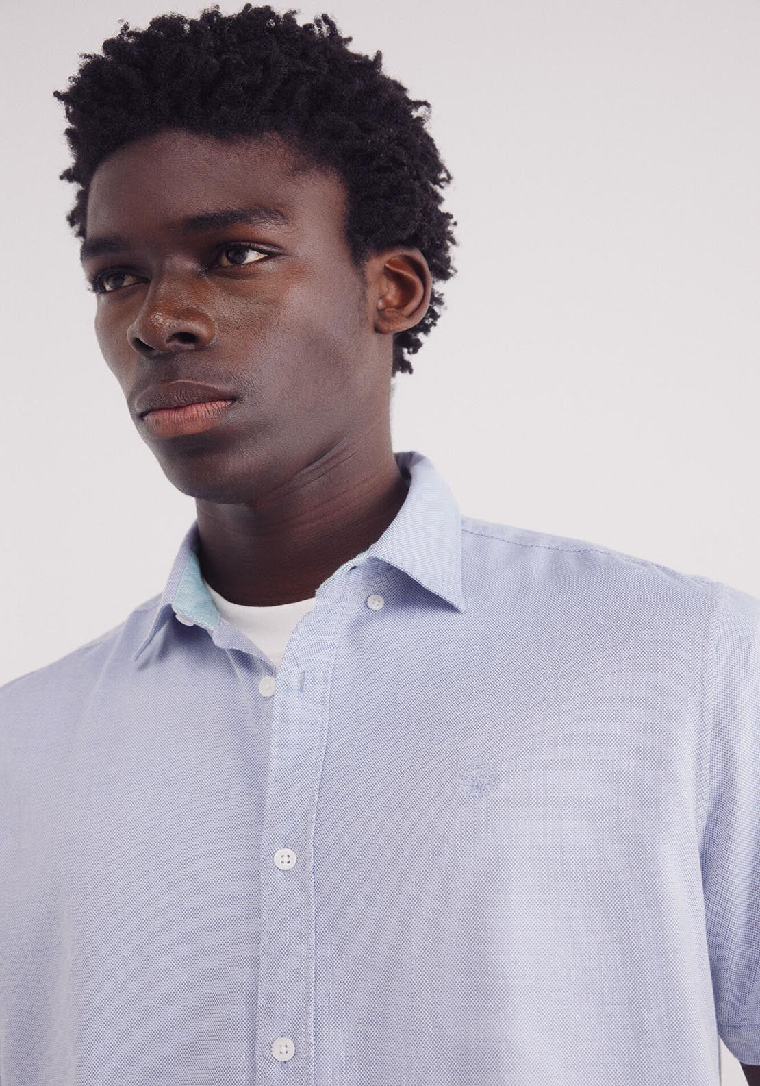 Springfield Short Sleeve Shirt - Blue 3 Shaws Department Stores