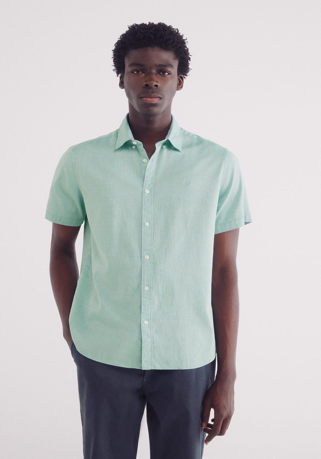 Springfield Short Sleeve Shirt - Green 1 Shaws Department Stores