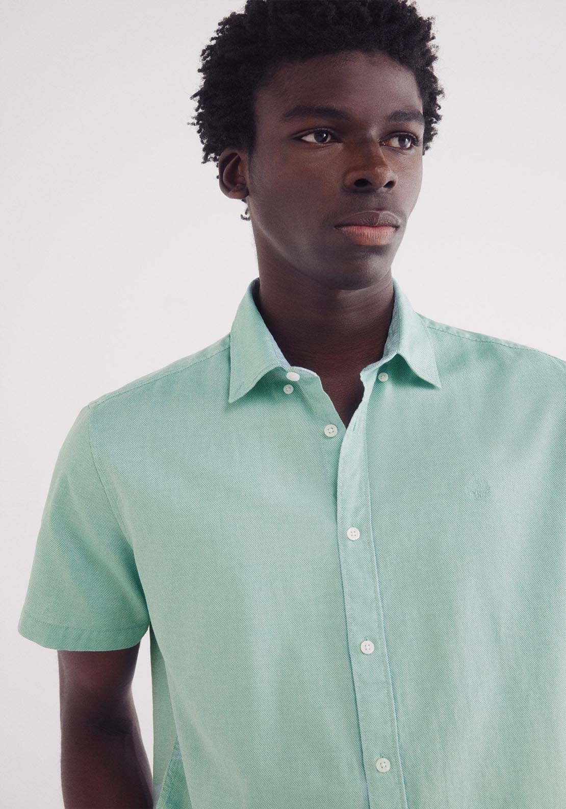 Springfield Short Sleeve Shirt - Green 3 Shaws Department Stores