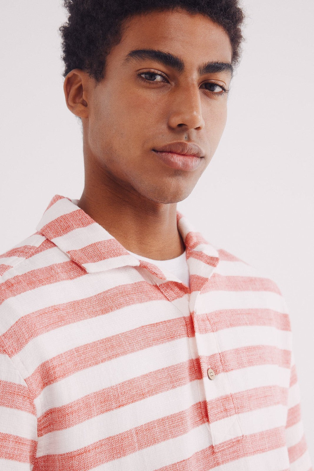 Springfield Short Sleeve Linen Effect Shirt - Red 3 Shaws Department Stores