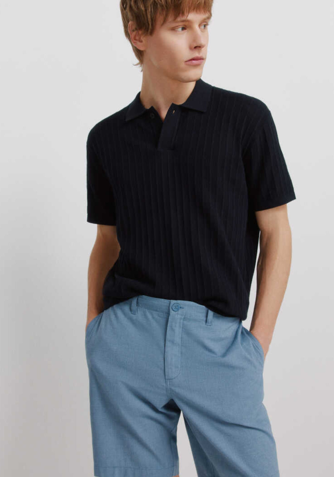 Structured Bermuda Shorts - Blue