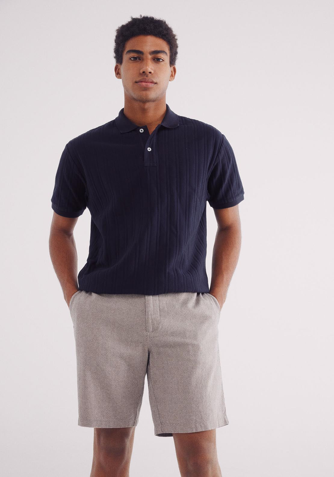 Springfield Slim Fit Colored Structured Bermuda Shorts - Sand 1 Shaws Department Stores