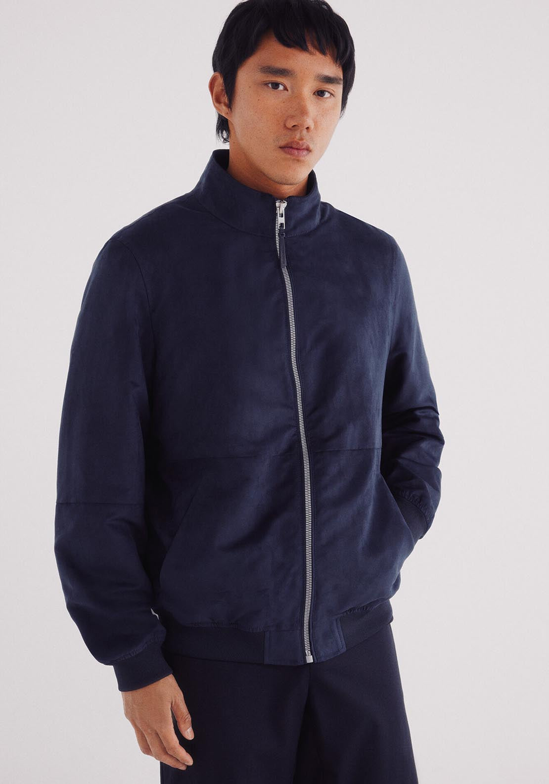Faux Suede Jacket - Blue