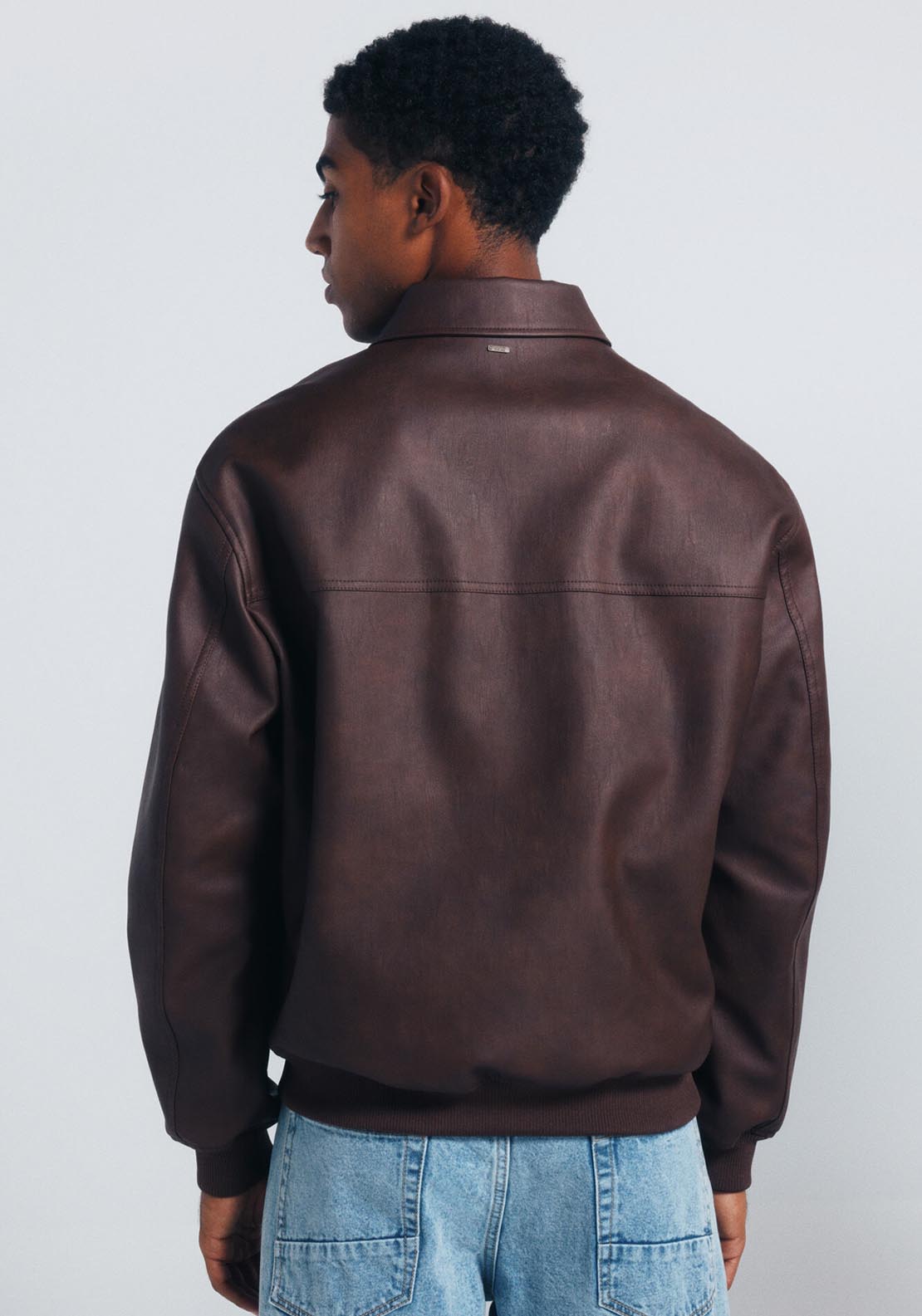 Faux Leather Jacket - Brown