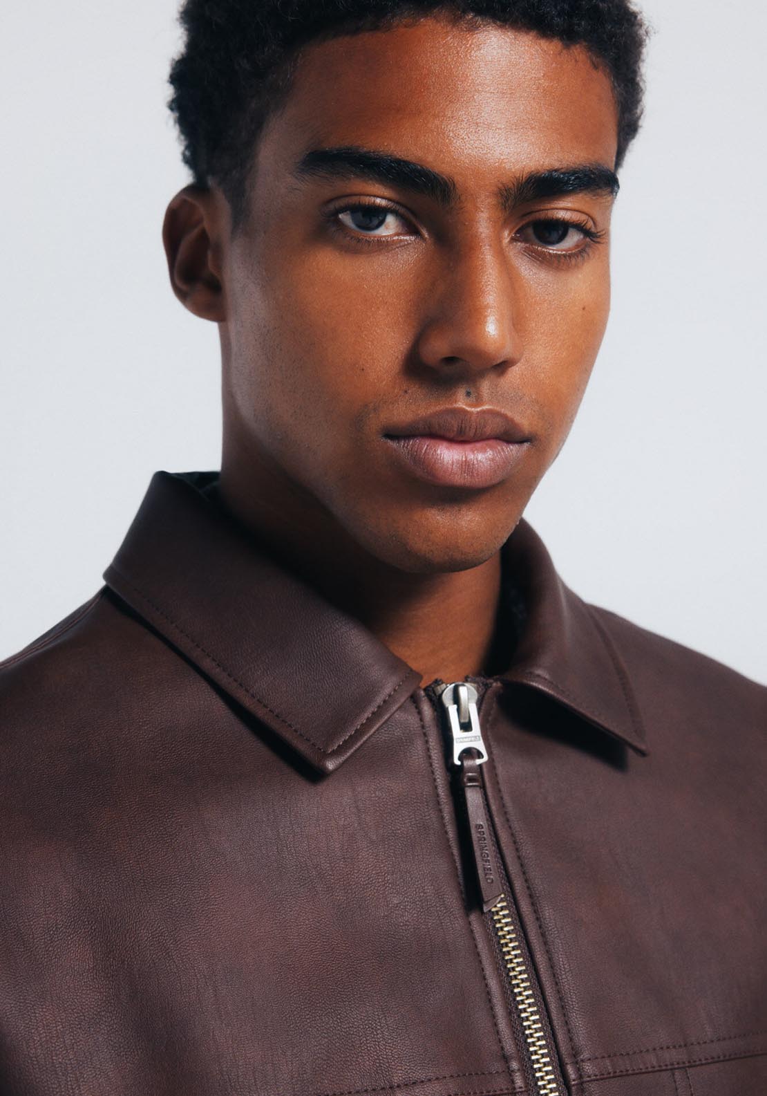 Faux Leather Jacket - Brown