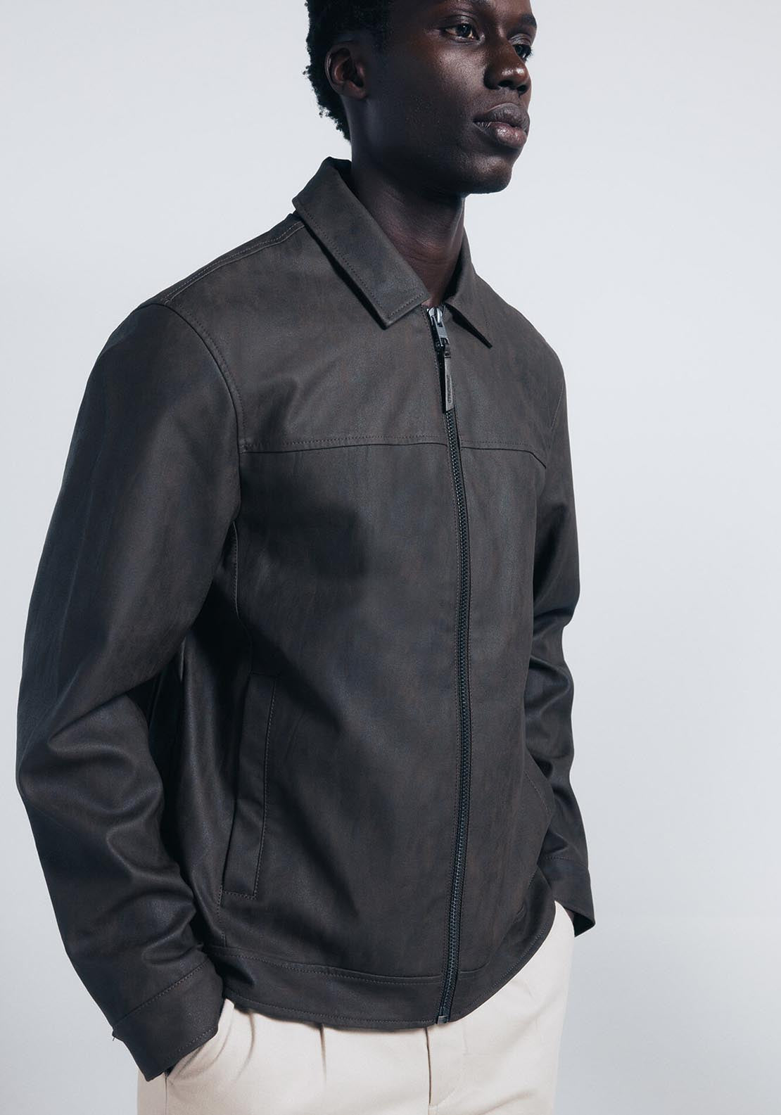 Springfield Faux Leather Jacket - Black 3 Shaws Department Stores