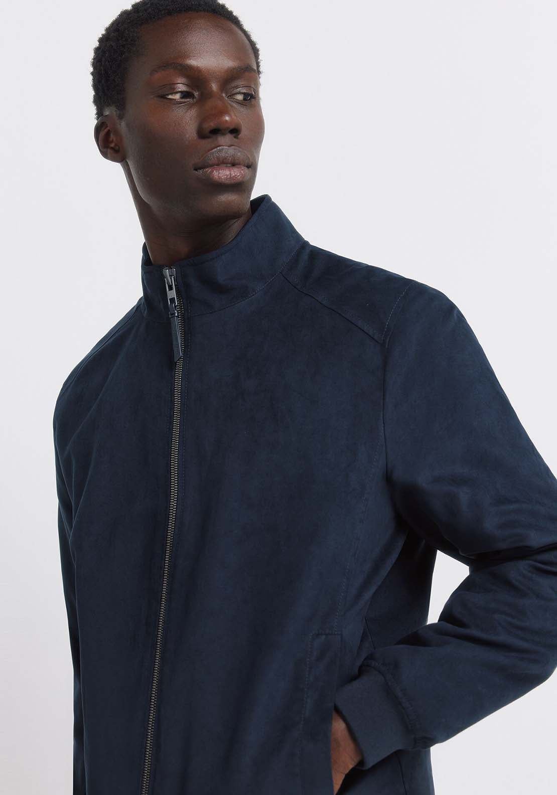 Faux Suede Jacket - Blue