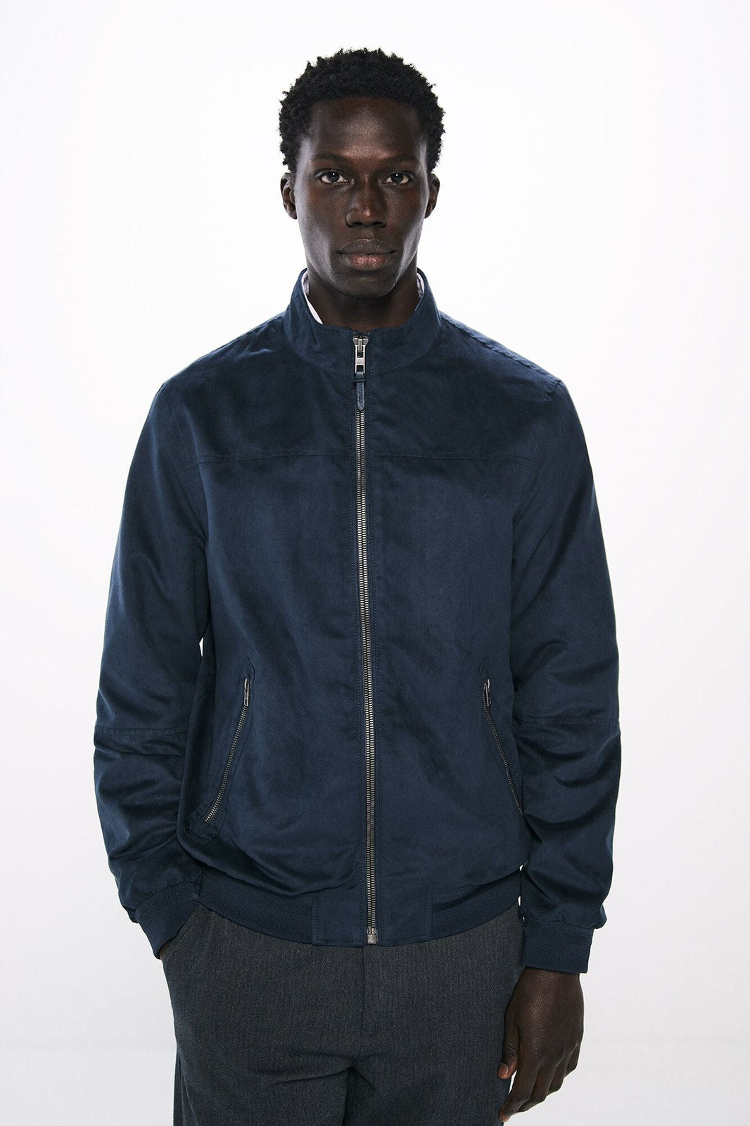 Springfield Faux suede jacket - Blue 4 Shaws Department Stores
