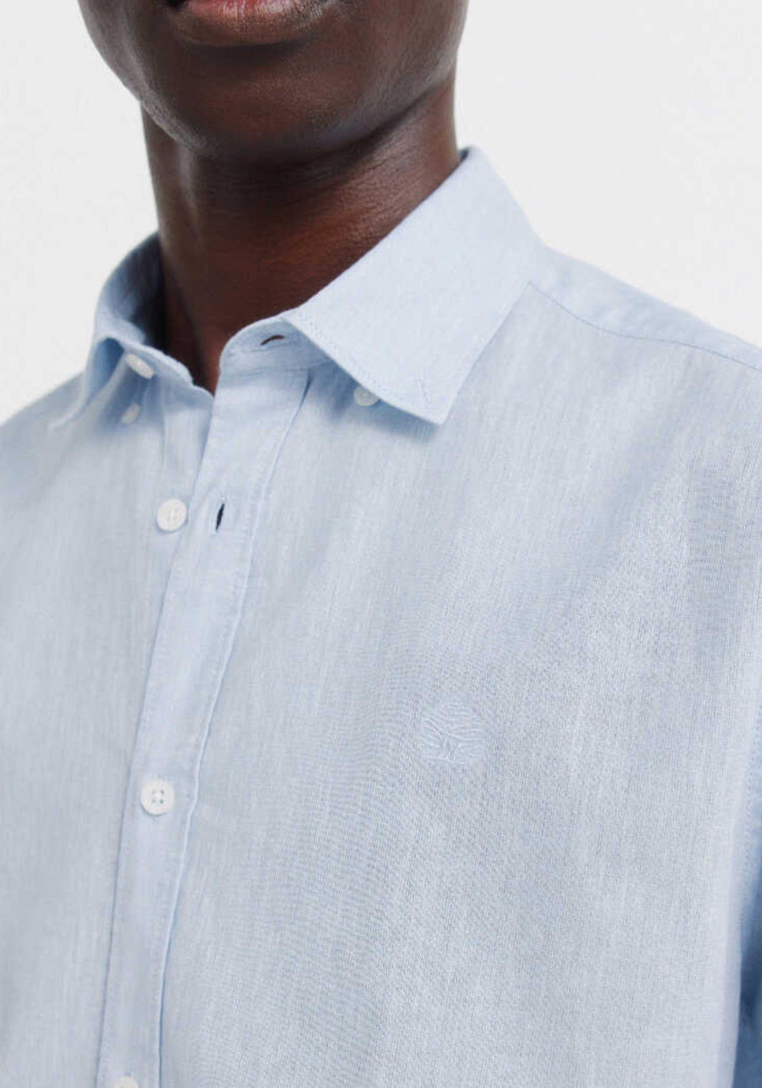 Linen Blend Short Sleeve Shirt - Blue