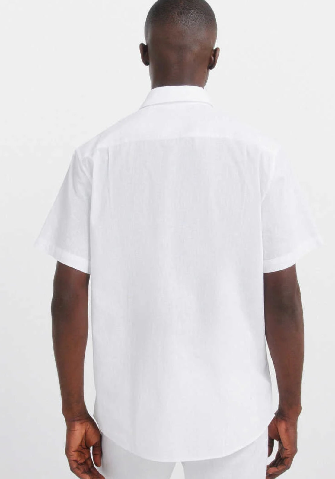 Linen Blend Short Sleeve Shirt - White