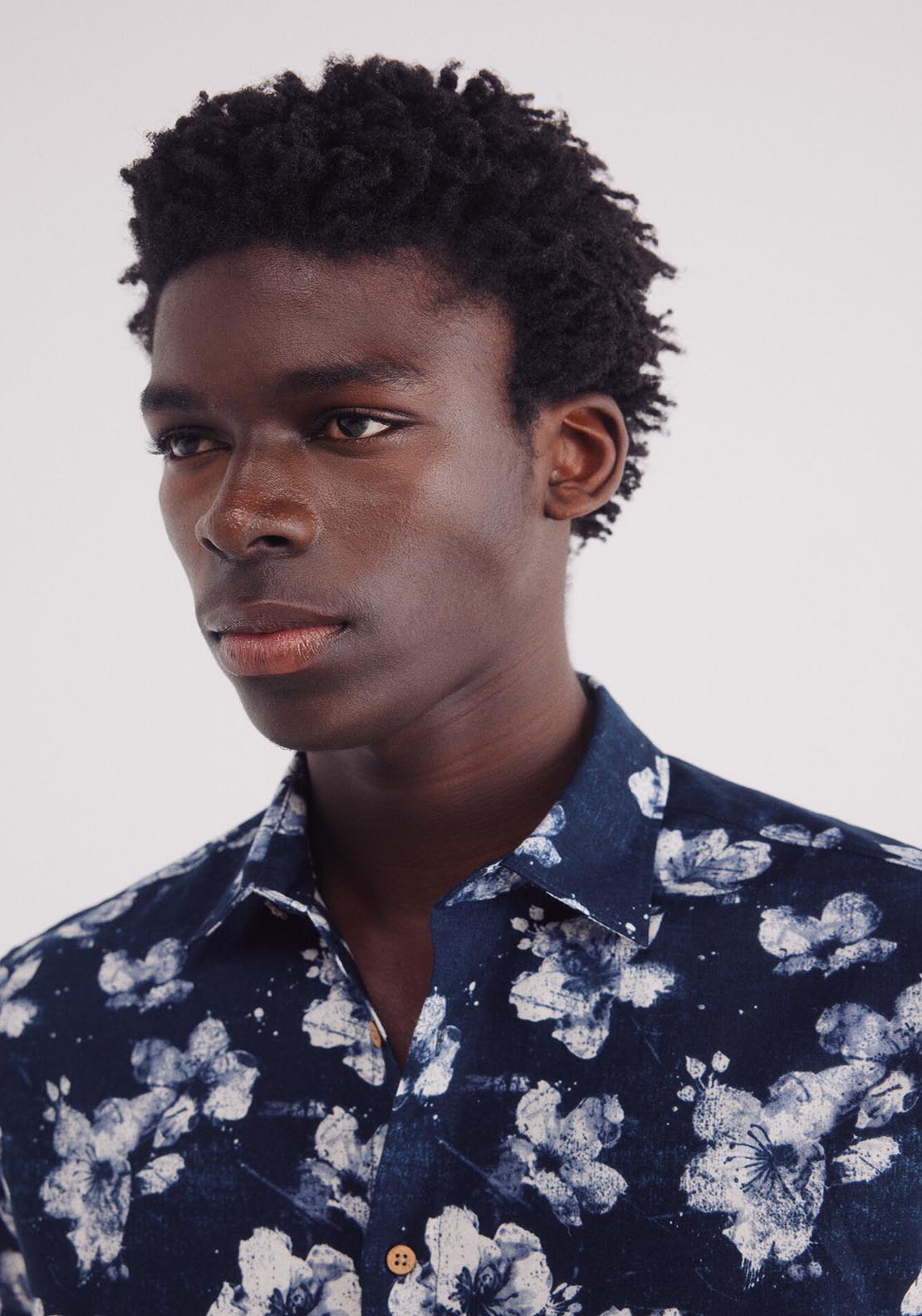 Springfield Printed Short Sleeve Linen Shirt - Blue 3 Shaws Department Stores