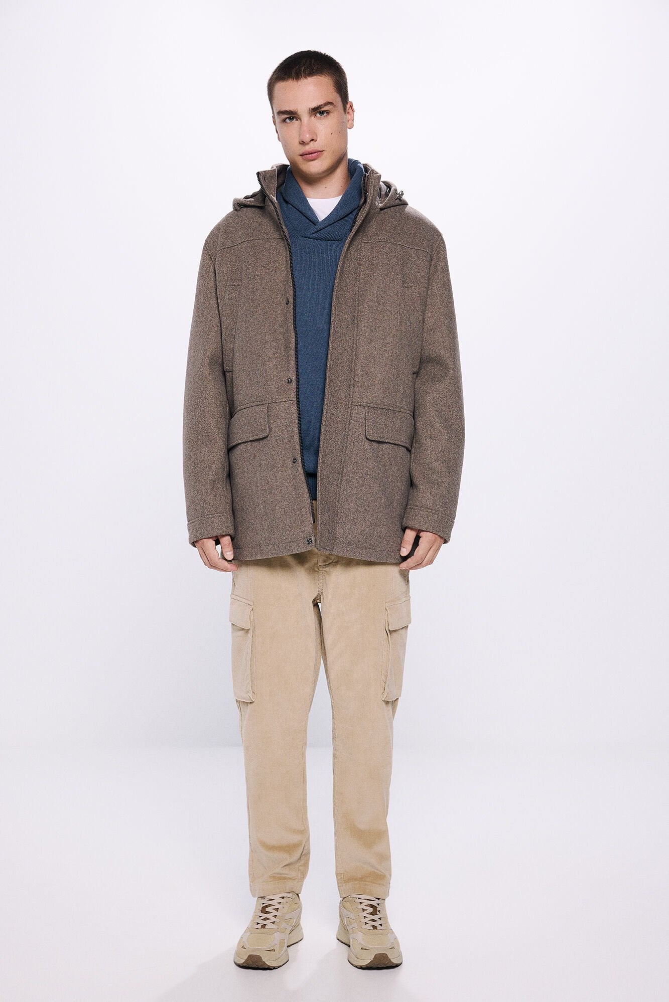 Springfield Hooded Faux Wool Parka - Sand 1 Shaws Department Stores