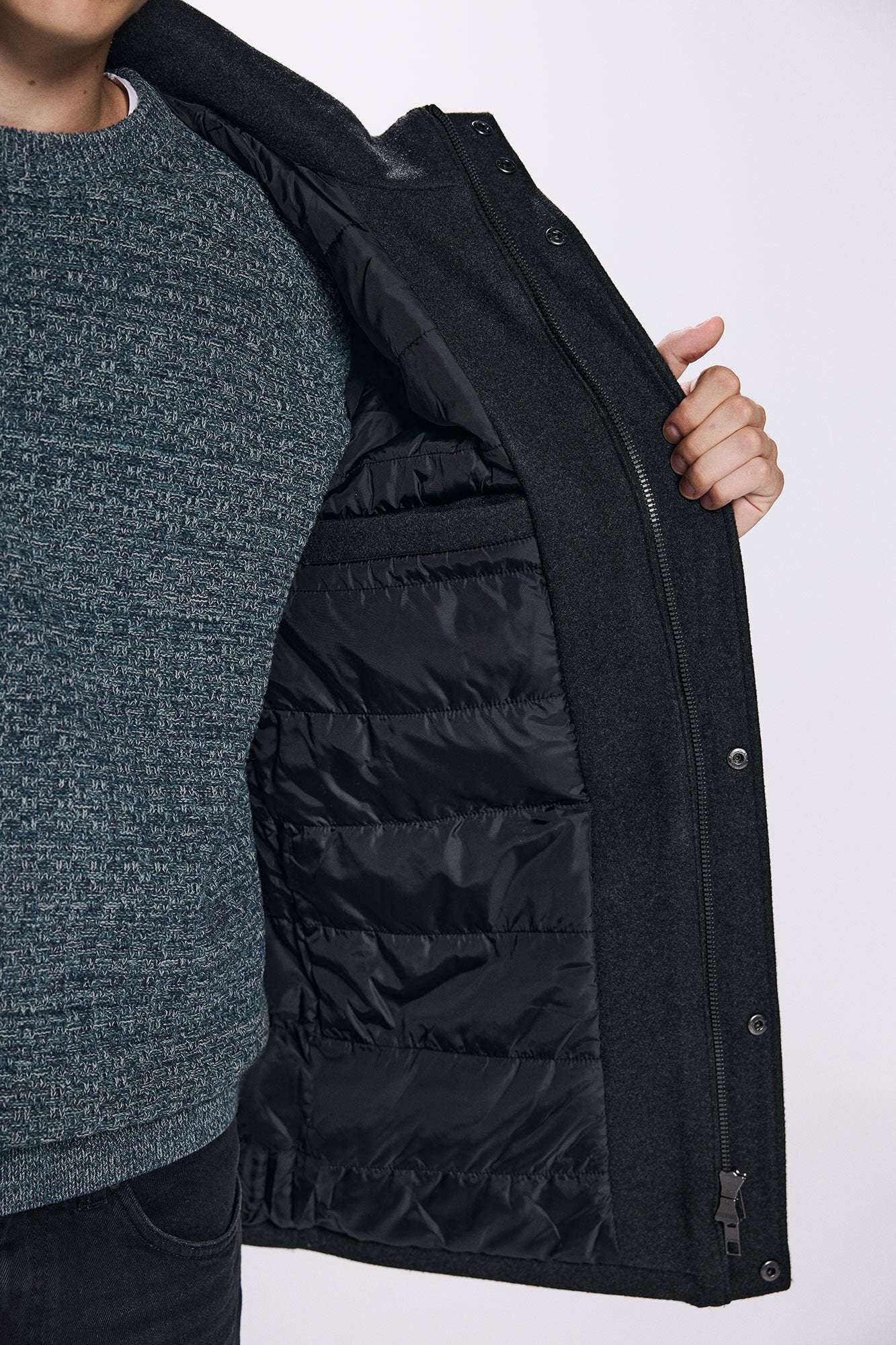 Springfield Hooded Faux Wool Parka - Grey 6 Shaws Department Stores