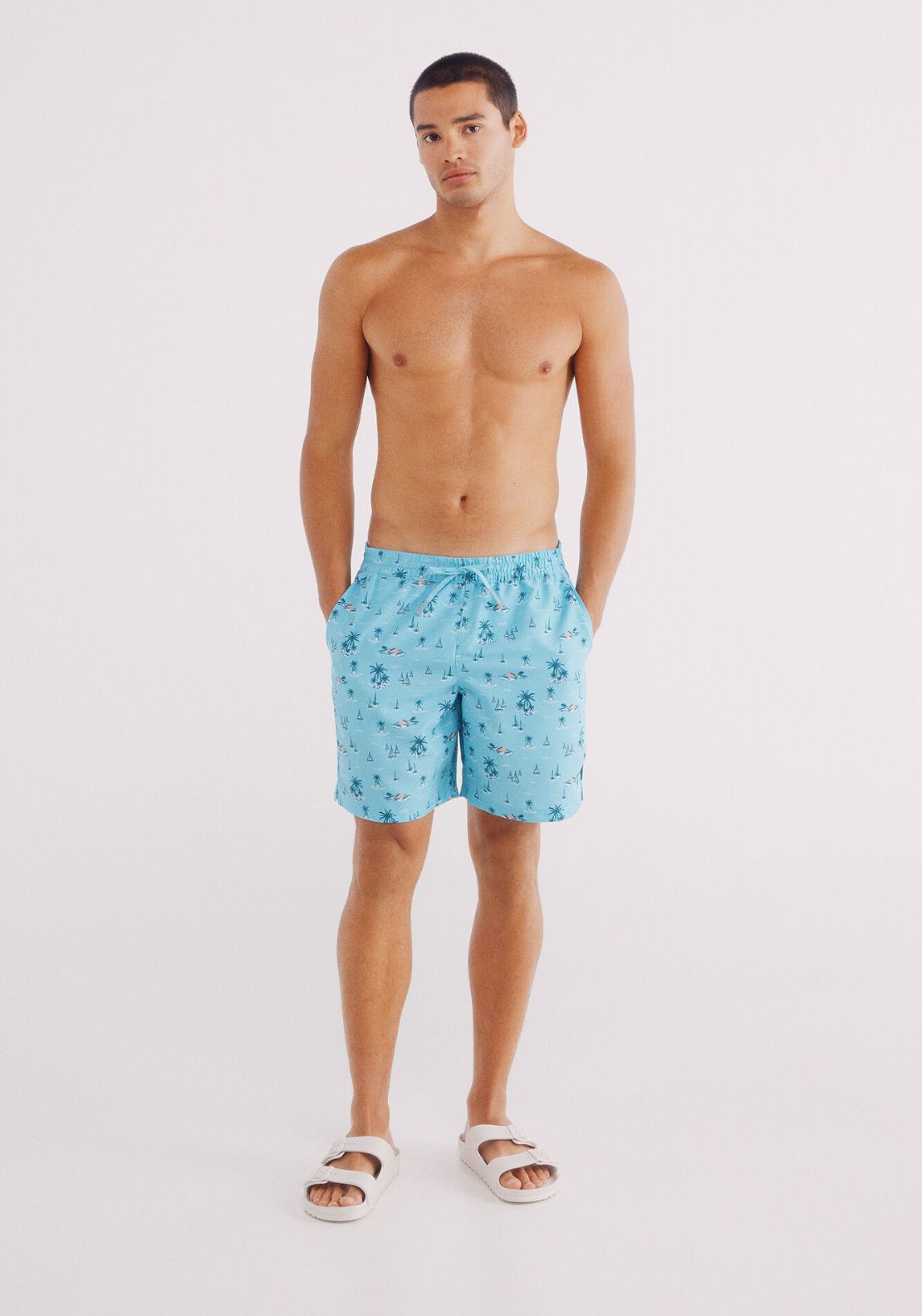 Springfield Plain Swim Shorts - Blue 6 Shaws Department Stores
