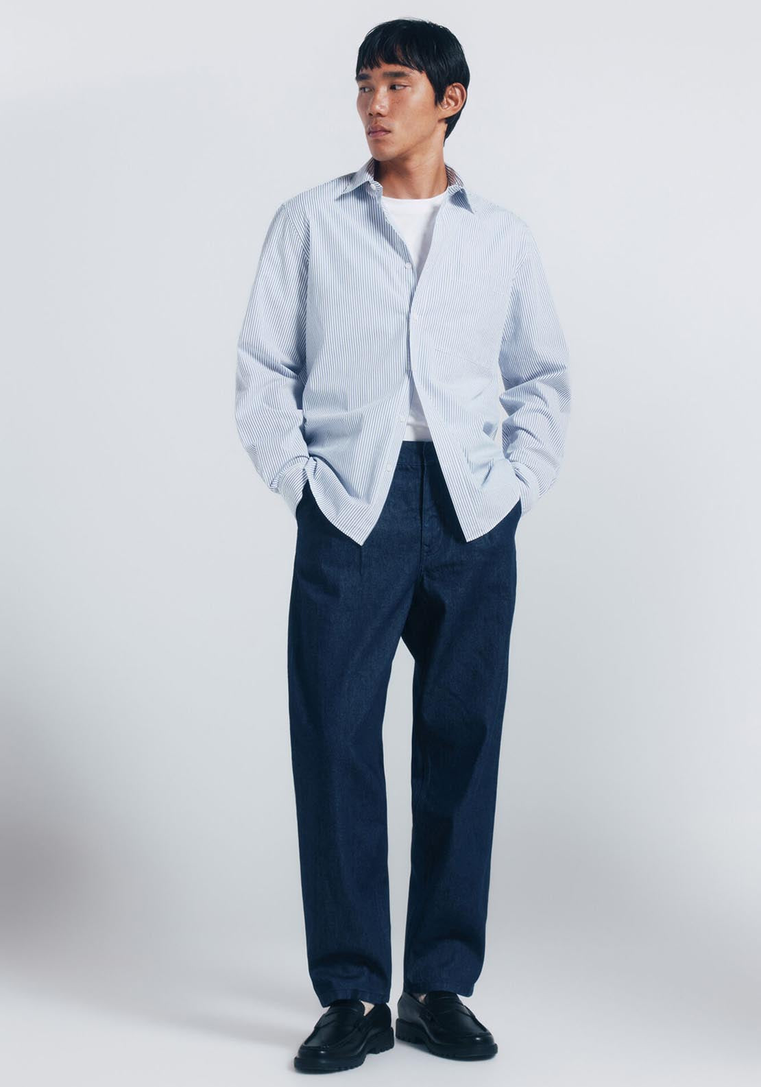 Striped Poplin Shirt - Blue