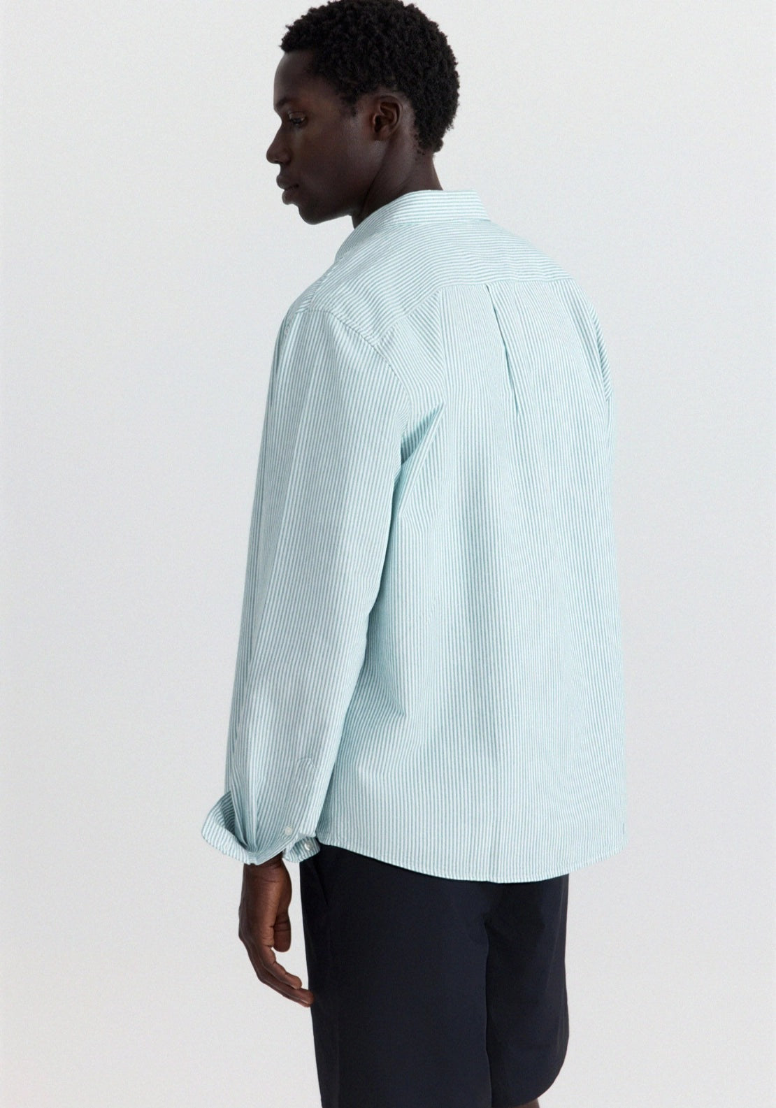 Long Sleeve Stripe Oxford Tailored Shirt - Green