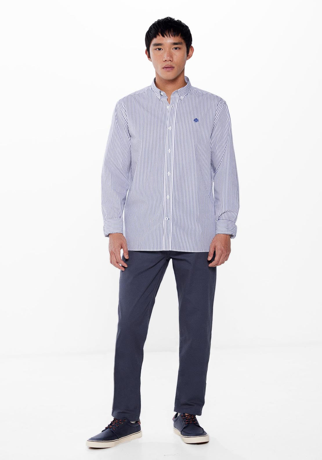 Springfield Long Sleeve Stripe Shirt - Blue 3 Shaws Department Stores
