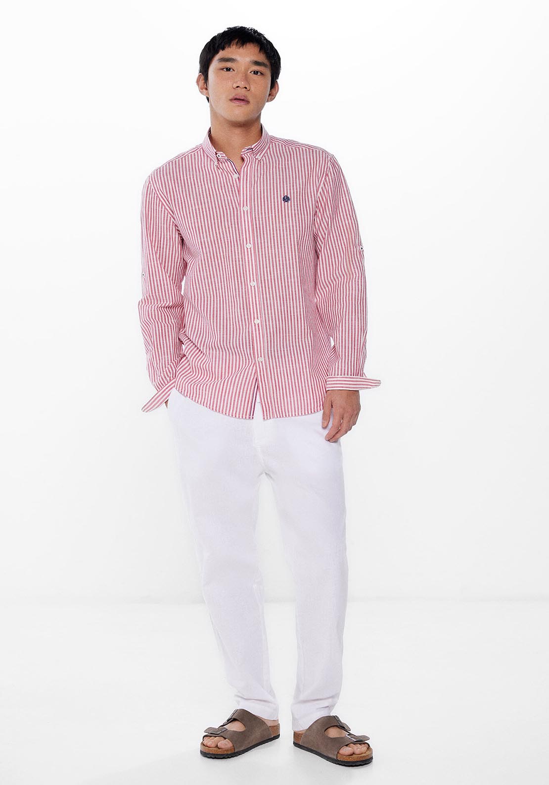 Springfield Long Sleeve Stripe Shirt - Red 2 Shaws Department Stores